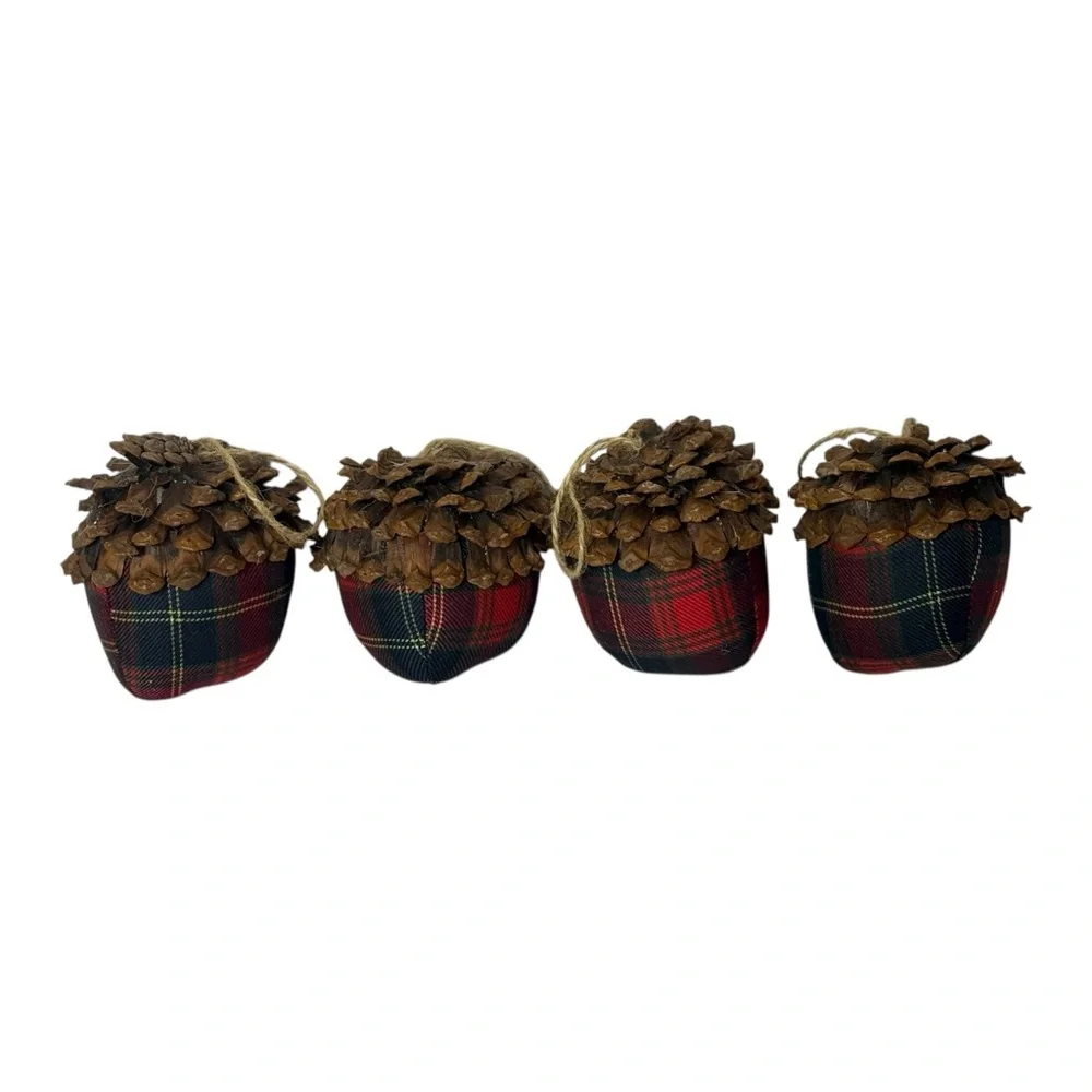 Rustic Farmhouse‎ Cottage 15 Plaid Pinecones Owls  Birds Christmas Ornaments